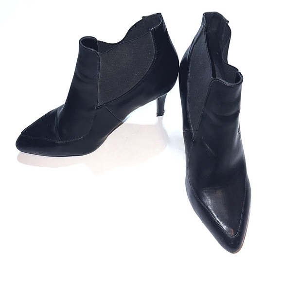 Black faux leather stiletto heeled ankle boot booties - size Women’s 9.5 US - Picture 2 of 3